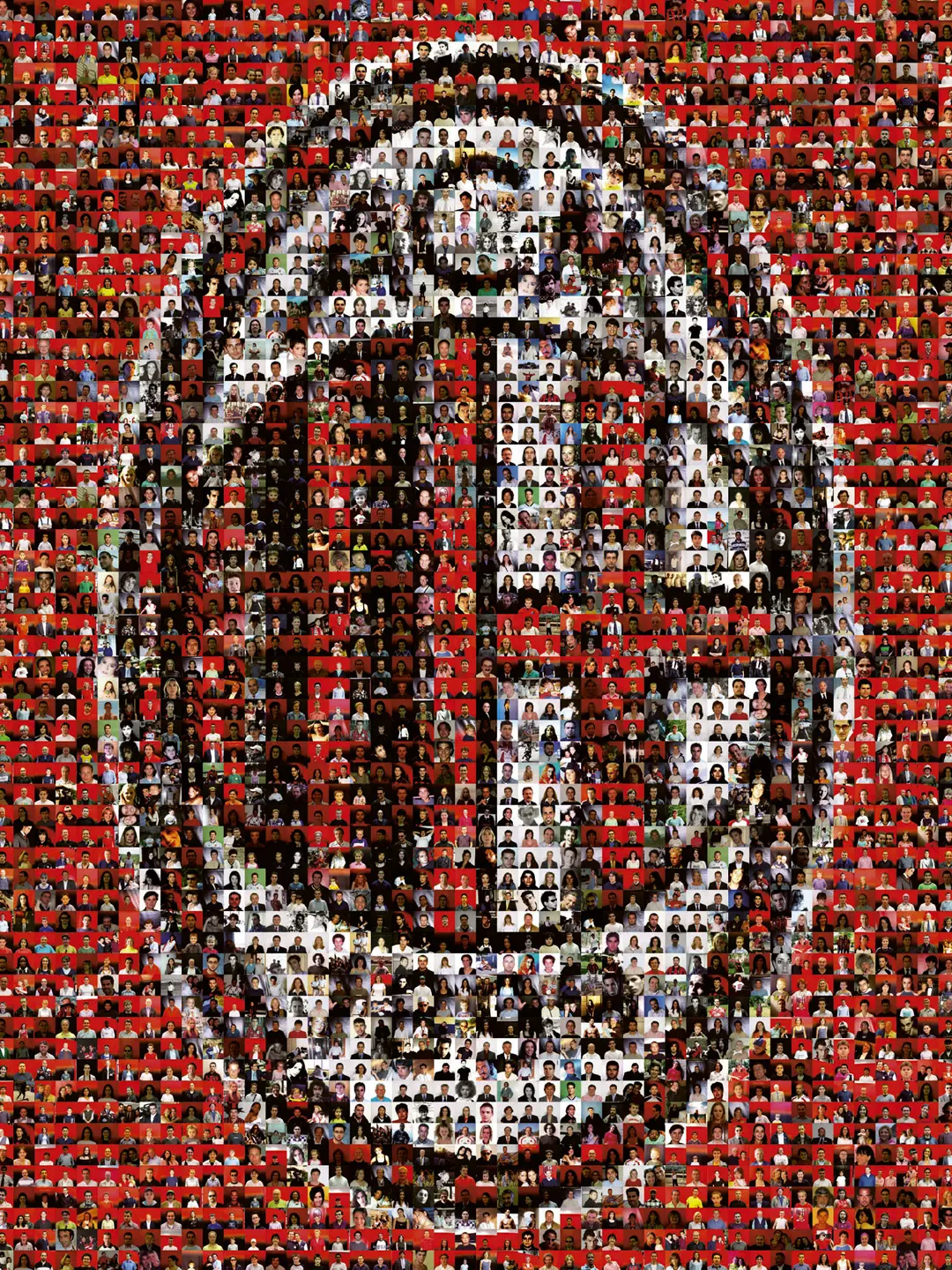 Cover: a mosaic of portraits forming a football player wearing number 3.